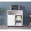Basicwise Printer Kitchen Office Storage Stand With Casters, White QI003556.W